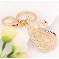 Beige crystal swan - keychainKeyrings