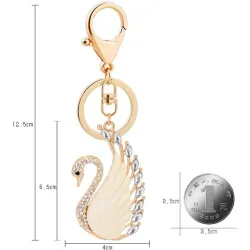 Beige crystal swan - keychainKeyrings
