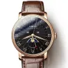 LOBINNI - luxury Quartz watch - moon phase - waterproof - leather strap - black / brownWatches