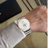 LOBINNI - montre à quartz de luxe - phase de lune - étanche - acier inoxydable - or / blanc