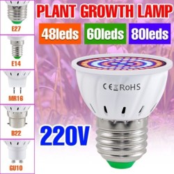 LED-lampa - växtodlingsljus - fullt spektrum - hydroponisk - E27 - E14 - GU10 - MR16 - B22 - 220V