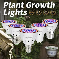 LED-lamppu - kasvien kasvuvalo - täysi spektri - hydroponinen - E27 - E14 - GU10 - MR16 - B22 - 220V
