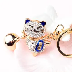 Gato da sorte japonês de cristal - chaveiro