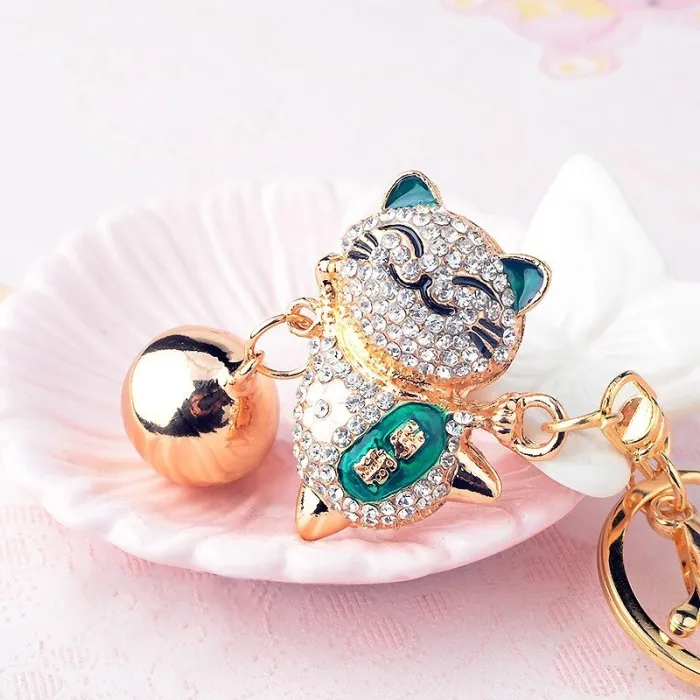 Gato da sorte japonês de cristal - chaveiro
