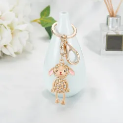 Gold sheep - with crystals - keychainKeyrings