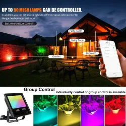 60W - Bluetooth - RGB - LED flomlys - utendørs reflektor med musikk