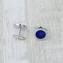 Yeux bleus ronds - boutons de manchette