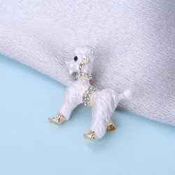 Cachorro cacheado - com cristais - broche