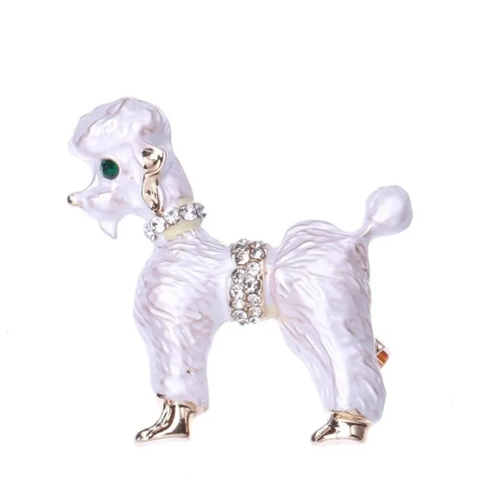 Cachorro cacheado - com cristais - broche