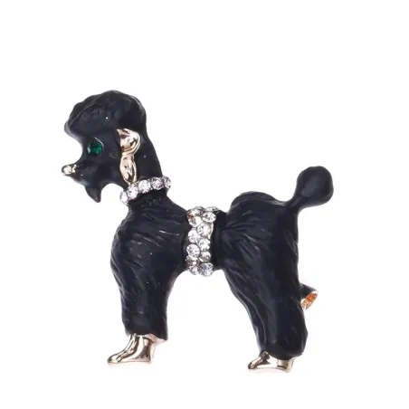 Krøllet hår hund - med krystaller - brosje