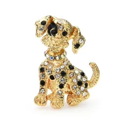 Krystall sittende hund - brosje