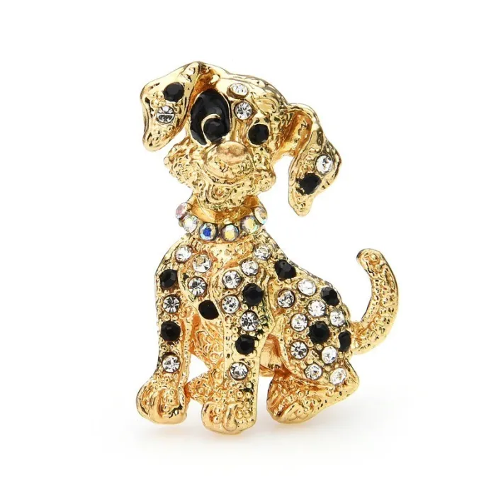 Krystall sittende hund - brosje