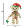 Ours en cristal - bonnet de Noël rouge - broche