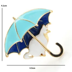 Kat under paraply - broche