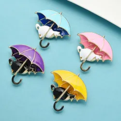 Kat under paraply - broche