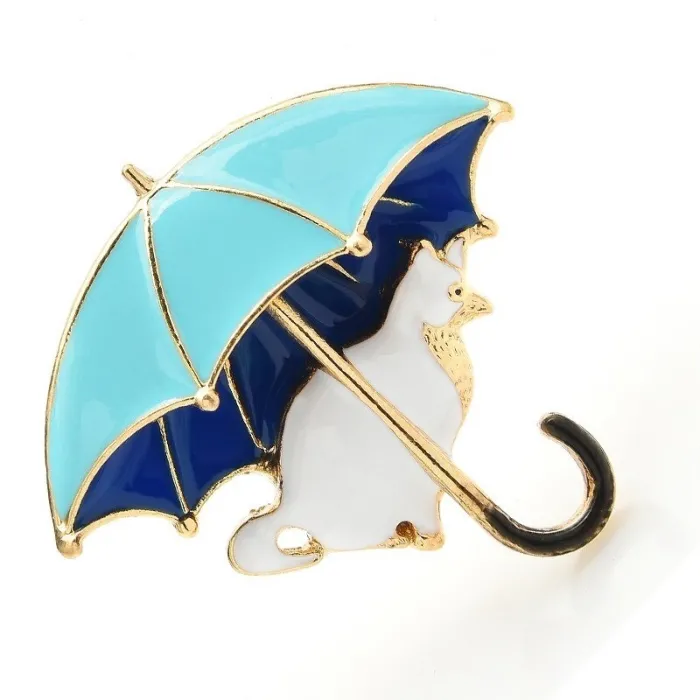 Kat under paraply - broche