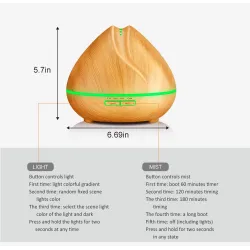 Ultralyds luftfugter - diffuser for æteriske olier - LED - 500ml