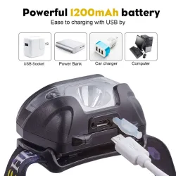 Mini rechargeable flashlight - headband lamp - motion sensor - USB - LED - 3000LMTorches