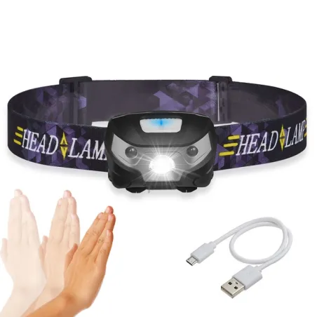 Mini rechargeable flashlight - headband lamp - motion sensor - USB - LED - 3000LMTorches