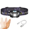 Mini oppladbar lommelykt - pannebåndlampe - bevegelsessensor - USB - LED - 3000LM