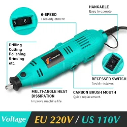 Mini elektrisk drill med bor - variabel hastighet - sett