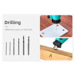 Mini elektrisk drill med bor - variabel hastighet - sett