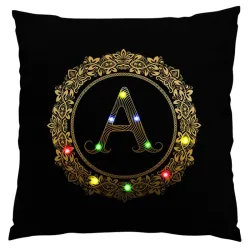 Housse de coussin déco - LED - alphabet anglais doré - 45 cm * 45 cm
