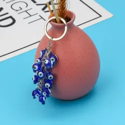 Lucky eye - blå perler nøkkelring