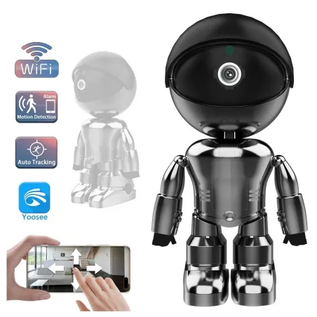 WiFi sikkerhedskamera - to-vejs lyd - 1080P - 4MP - PTZ Wifi - IP - sort robot