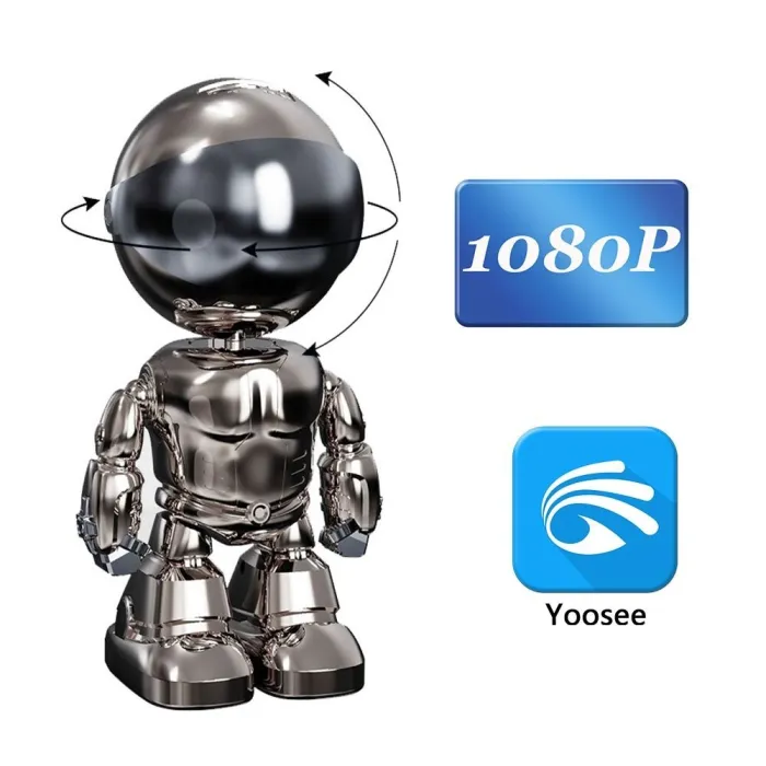 Caméra de sécurité WiFi - audio bidirectionnel - 1080P - 4MP - PTZ Wifi - IP - robot noir