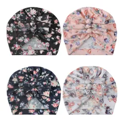 Babyblomst turban - lue med med sløyfer knute