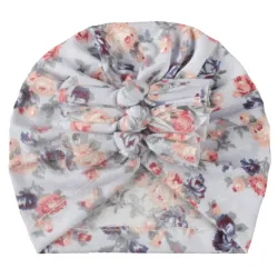 Babyblomst turban - lue med med sløyfer knute