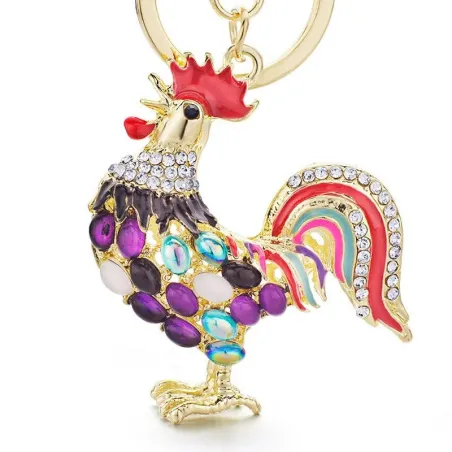 Porte-clés coq en cristal