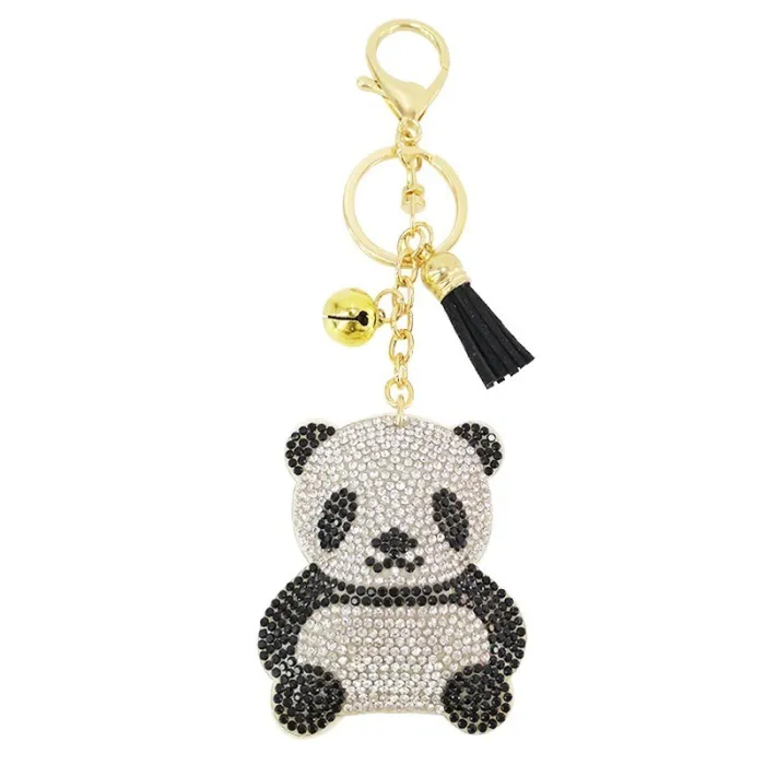 Panda di cristallo / nappa - portachiavi