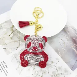 Kristallen panda / kwastje - sleutelhangerSleutelhangers