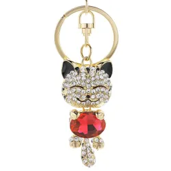 Porte-clés chat en cristal