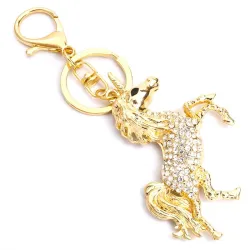 Licorne en cristal doré - porte-clés