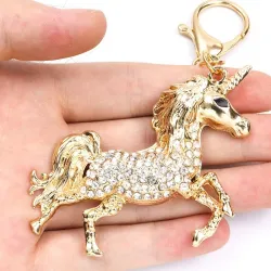 Licorne en cristal doré - porte-clés