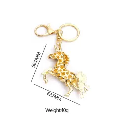 Licorne en cristal doré - porte-clés