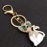 Chat en cristal - porte-clés doré