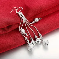 Boucles d'oreilles longues en argent - perles mates - argent sterling 925