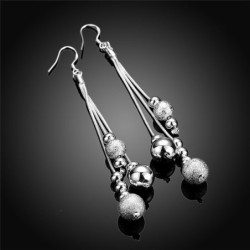 Lunghi orecchini in argento - perline opache - argento sterling 925