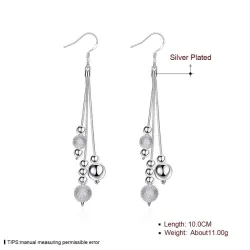 Long silver earrings - matte beads - 925 sterling silverEarrings