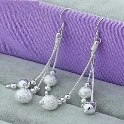 Boucles d'oreilles longues en argent - perles mates - argent sterling 925