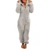 Lang vinterpyjamas - plys-romper - med lynlås/hætte