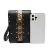 Liten skulderveske i skinn - punk stil - hodeskalle / nagler