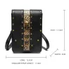 Petit sac bandoulière en cuir - style punk - tête de mort / rivets