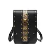Petit sac bandoulière en cuir - style punk - tête de mort / rivets