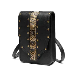Pieni nahkainen olkalaukku - punk tyyli - kallo / niitit