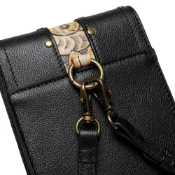 Liten skulderveske i skinn - punk stil - hodeskalle / nagler